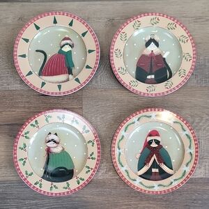 Holiday Cats By Oneida Set Of 4 Salad Plates